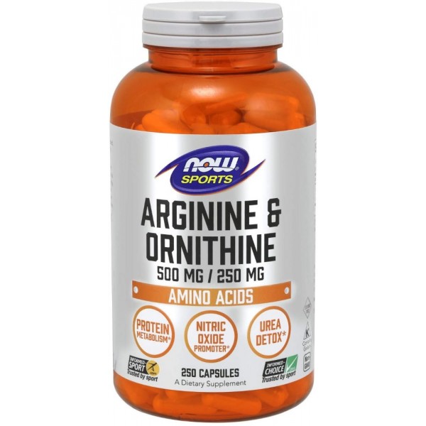 Arginine Ornithine 250 капс., NOW Foods