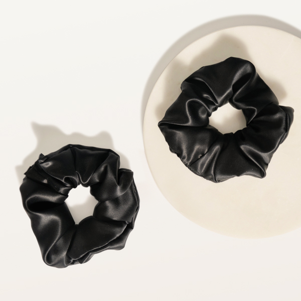 Шелковые резинки широкие 2 шт. глубокий черный