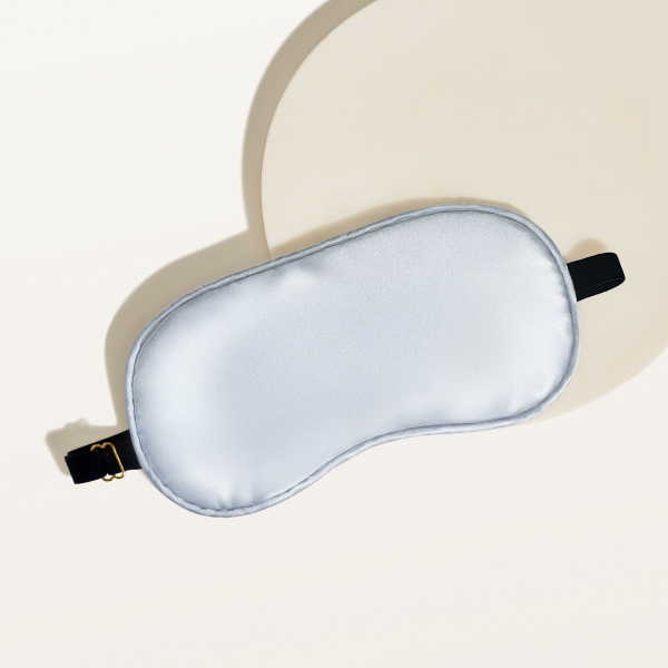 Шелковая маска для сна серебристо-голубой